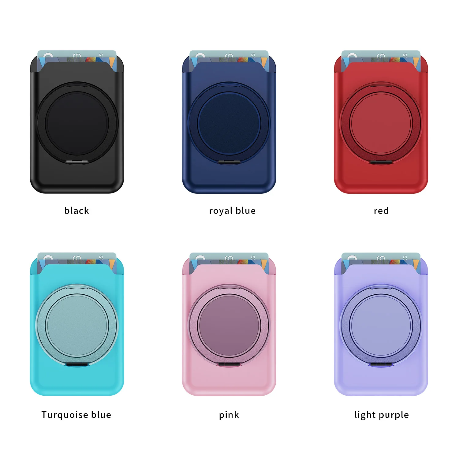 Premium 2-in-1 Leather Wallet Card Holder with Magnetic Ring Stand