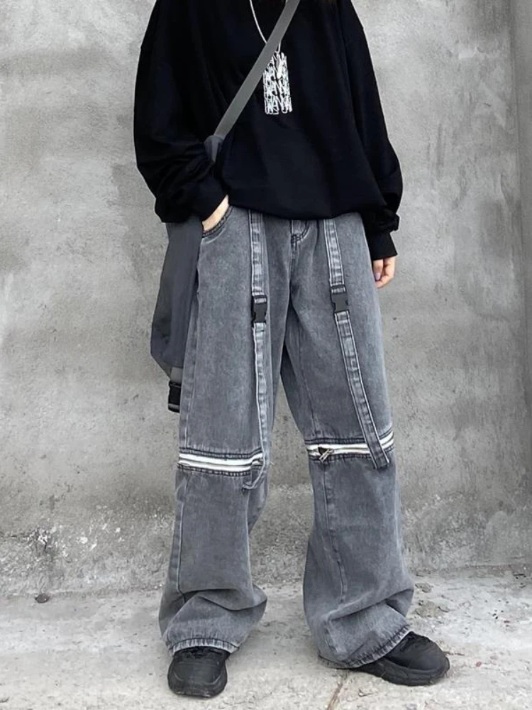 Balenciaga Convertible Strap Detail Raver Baggy Jeans In Black | ModeSens