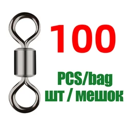 Colorful Fishing Swivel Rings - 100-Piece Set of Professional Fishing Tackle Accessories - Size12--7mm--8kg (Gray 100pcs)