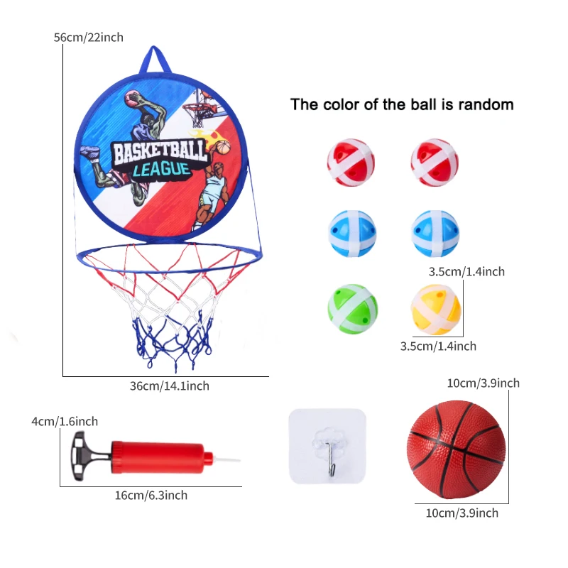 Kid Basketball hoops Dartboard Set With Adhesive Balls Indoor Outdoor Sports Toys Games For Children Christmas Present Birthday 6