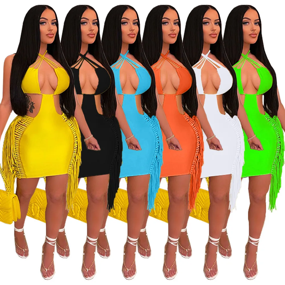 Adogirl Halter облегающее мини-платье сексуальная женская пляжная одежда с открытой