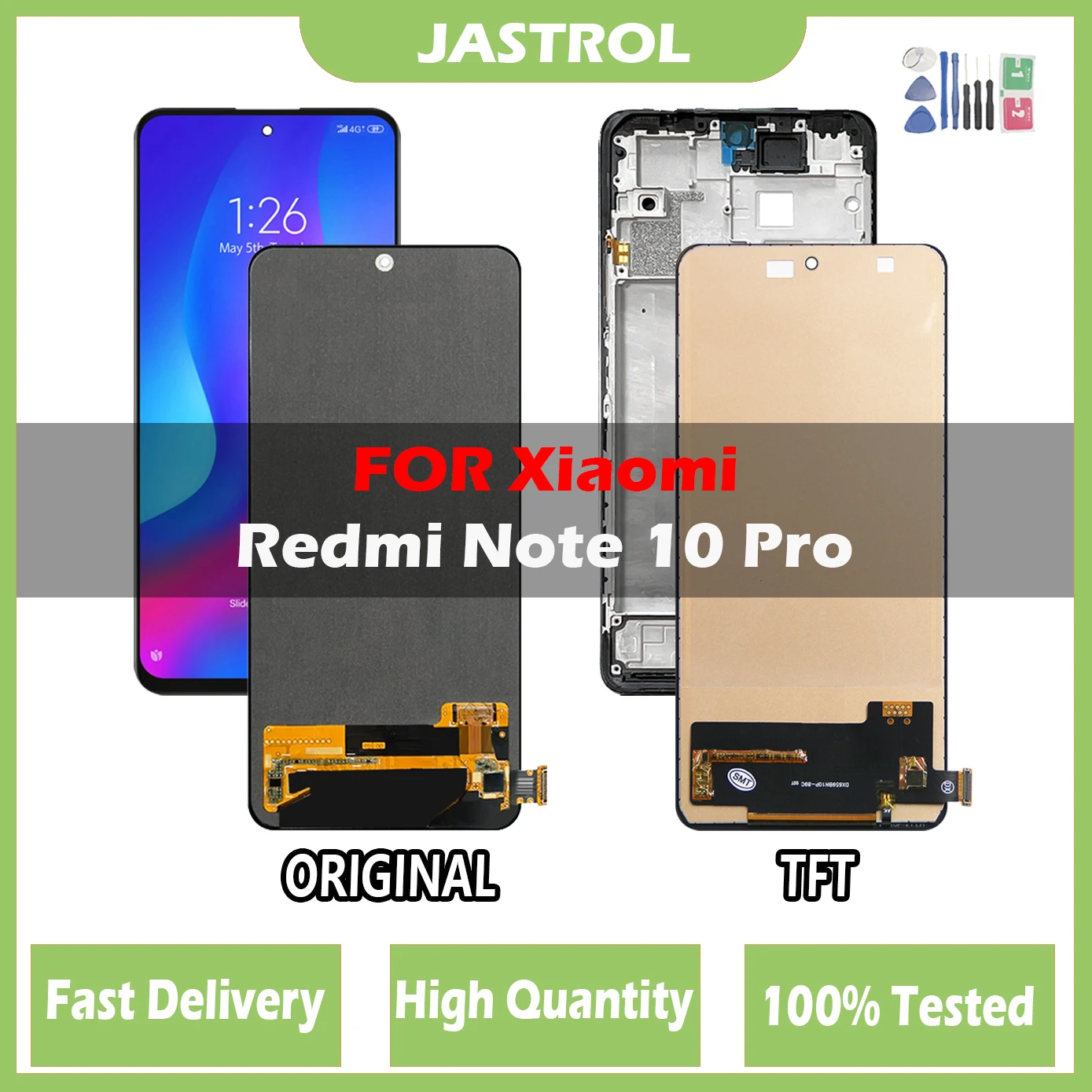 

100% протестированный ЖК-дисплей для Xiaomi Redmi Note 10 Pro M2101K6G M2101K6R, ЖК-дисплей, сенсорный экран, дигитайзер, запчасти для Redmi Note 10 Pro