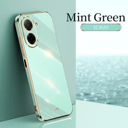 Square Plating Fashion Phone Case - Soft Silicone Basic Thin Back Cover for Poco C31 (Mint Green)