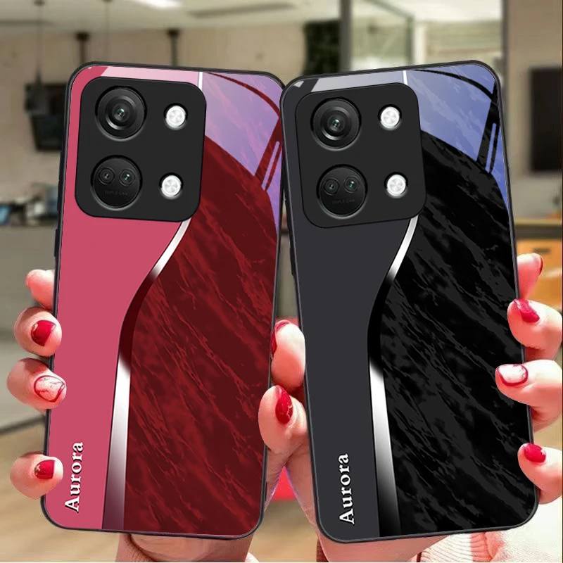 Black Water Pattern Hard Shell Tempered Glass Phone Case