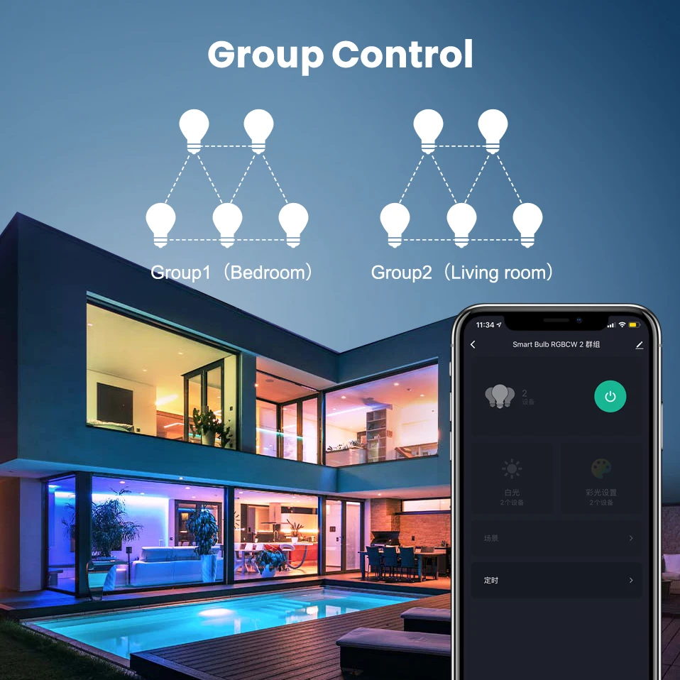 AVATTO Tuya WiFi 스마트 전구, E27 RGB LED 램프 밝기 조절 가능, 스마트 라이프 APP 원격 제어, Alexa Google 홈용 음성 제어