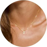 Collier initial A-Z plaqué or 18 carats, collier en acier inoxydable avec lettres mignonnes pour femmes 3