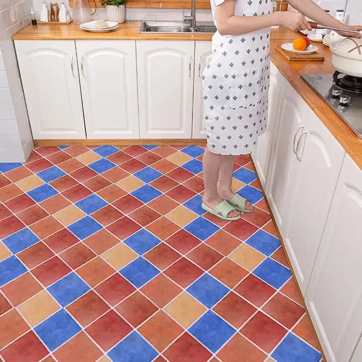 Piso Pvc Autoadhesivo Bathroom Toilet Waterproof Non-slip Kitchen Floor Tile Sticker Wear-resistant and Non-slip Tile Sticker