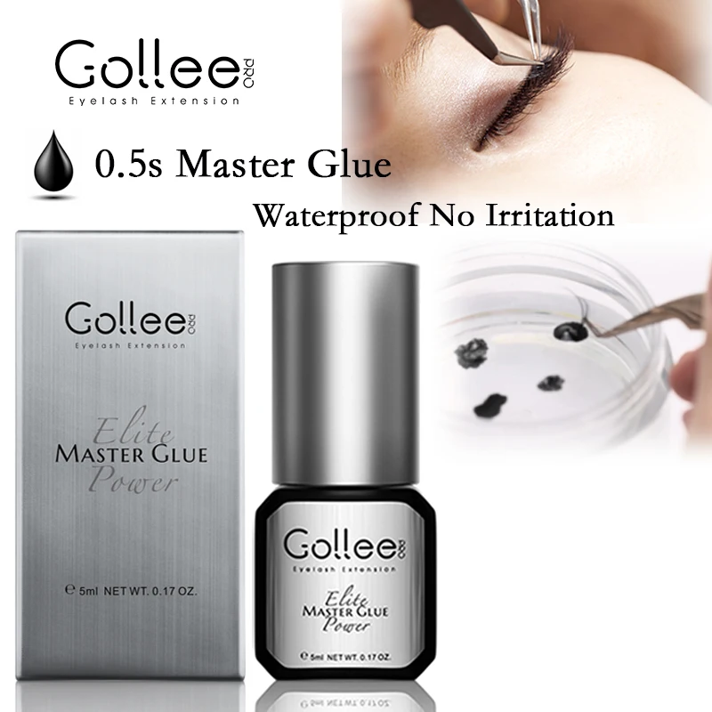 

Gollee Long Lasting Lash Glue 0.5s Fast Dry Eyelash Extension Adhesive Waterproof with Super Bonder Low Odor Glue Makeup Tools