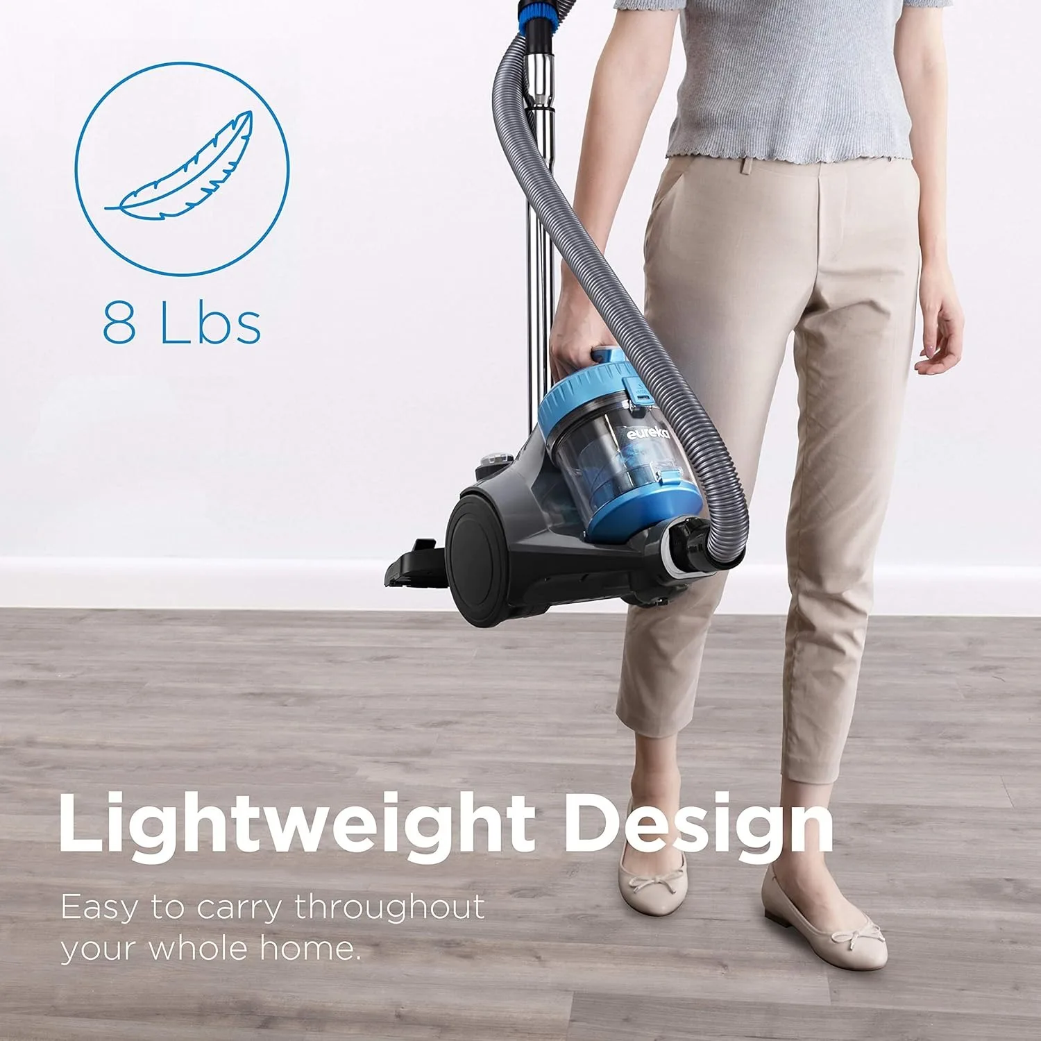 Bagless Canister 2.5L Vacuum Cleaner, Lightweight Vac for Carpets and Hard Floors, NEN110A, Blue 3