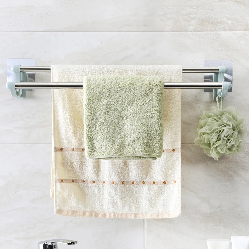 Wall Mounted Type Towel Racks Holder Shelf Bath Organizer Toilet Washroom Seamless Sticker Rack bathroom double Organizador