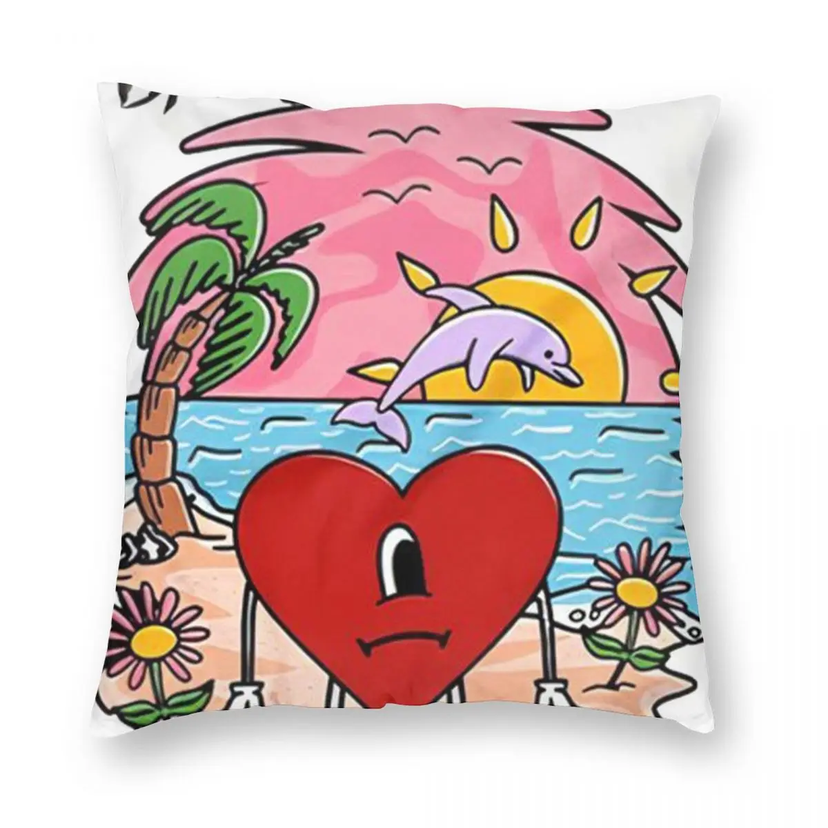Un Verano Sin Ti Federa Stampa Fronte-Retro Fodera Per Cuscino Decorazioni Bad Bunny Federa Per Cuscino Seater Square 18''