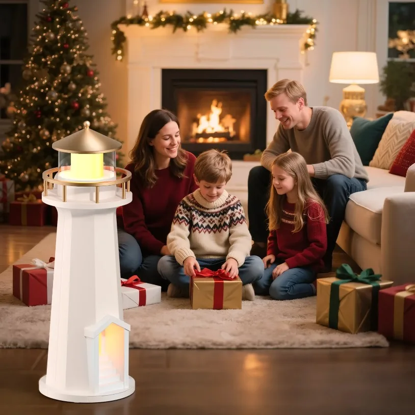 Bluetooth MultiFunctional Lighthouse Wireless Charger Speaker RGB/LED Light Fo r iPhone 17 Samsung Xiaomi Fast Charging Station