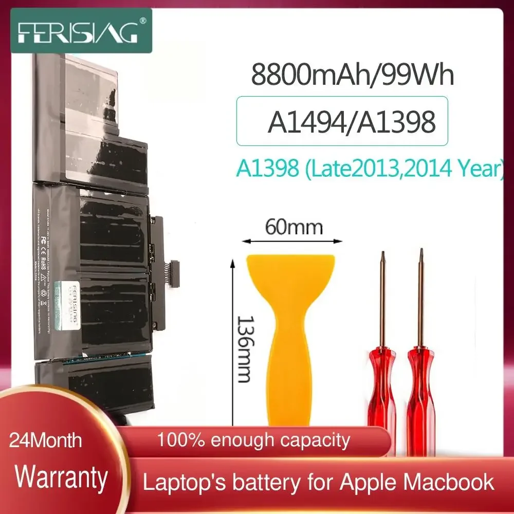 

FERISING New A1494 Laptop Battery For Apple MacBook Pro Retina 15" A1398 Late 2013 Mid 2014 ME293 ME294 MC975 MC976 A1417