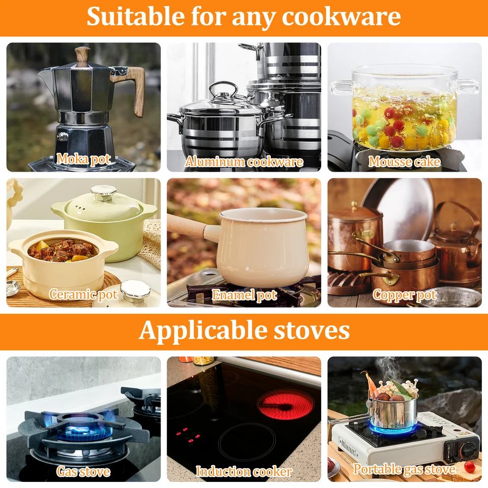 Diffuseur De Chaleur Induction & Gaz 20 Cm UPKOCH – Plaque Adaptateur Avec Poignée Amovible Pour Cuisson Uniforme