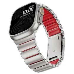 Titanium Silicone Metal Watch Band - Premium Style with Universal Fit - Series3 2 1 42mm (Titanium Red)