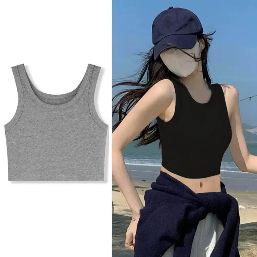 

Women Short Vest Top Stylish Women's Sleeveless Knit Tank Tops Solid Color Slim Fit Vest O-neck Pullover Sweater for A