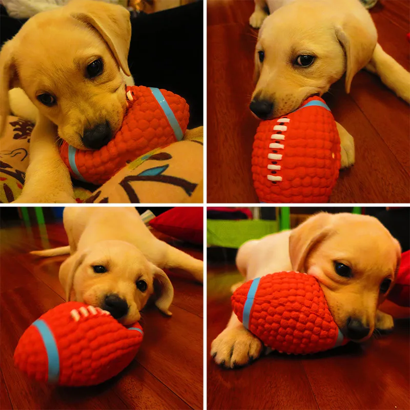 Squeaky Dog Toys Natural Latex Footballs Soft Bouncy Durable For Small Medium Large Dogs Interactive Chew Fetch Play Dog Toy 3