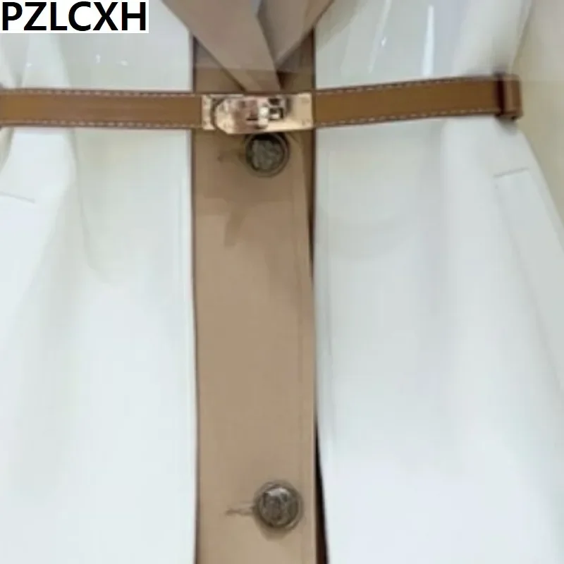 Women's Blazer Spring Autumn Casual Long Sleeve Suit Jacket  2023 New Office Commute Business Elegant Fake Two Pieces Tops Belt