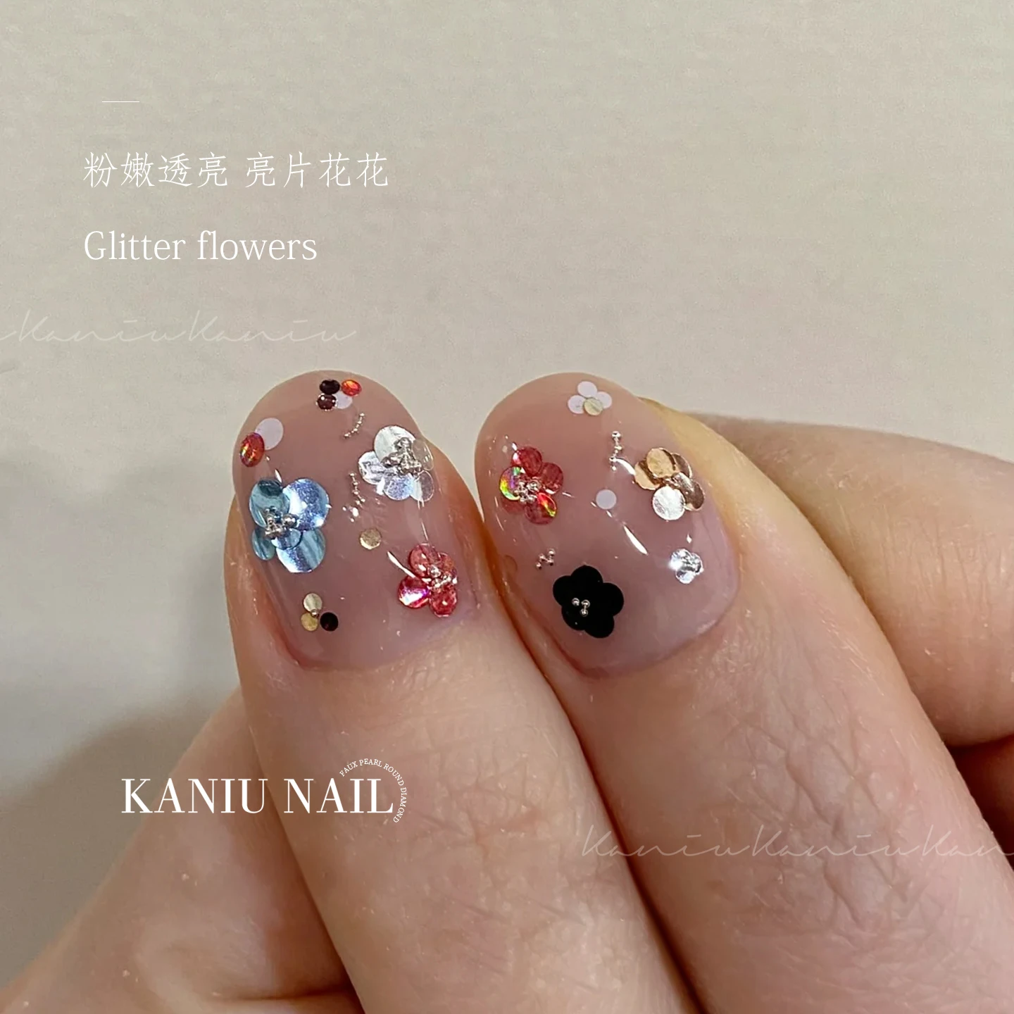 카니우 12 그리드 0.8/1.0/2.0/3.0mm 멀티컬러 폴카 도트 스팽글 네일 아트 액세서리 스플라이스 플라워 모듬 네일 아트 데코레이션 키트