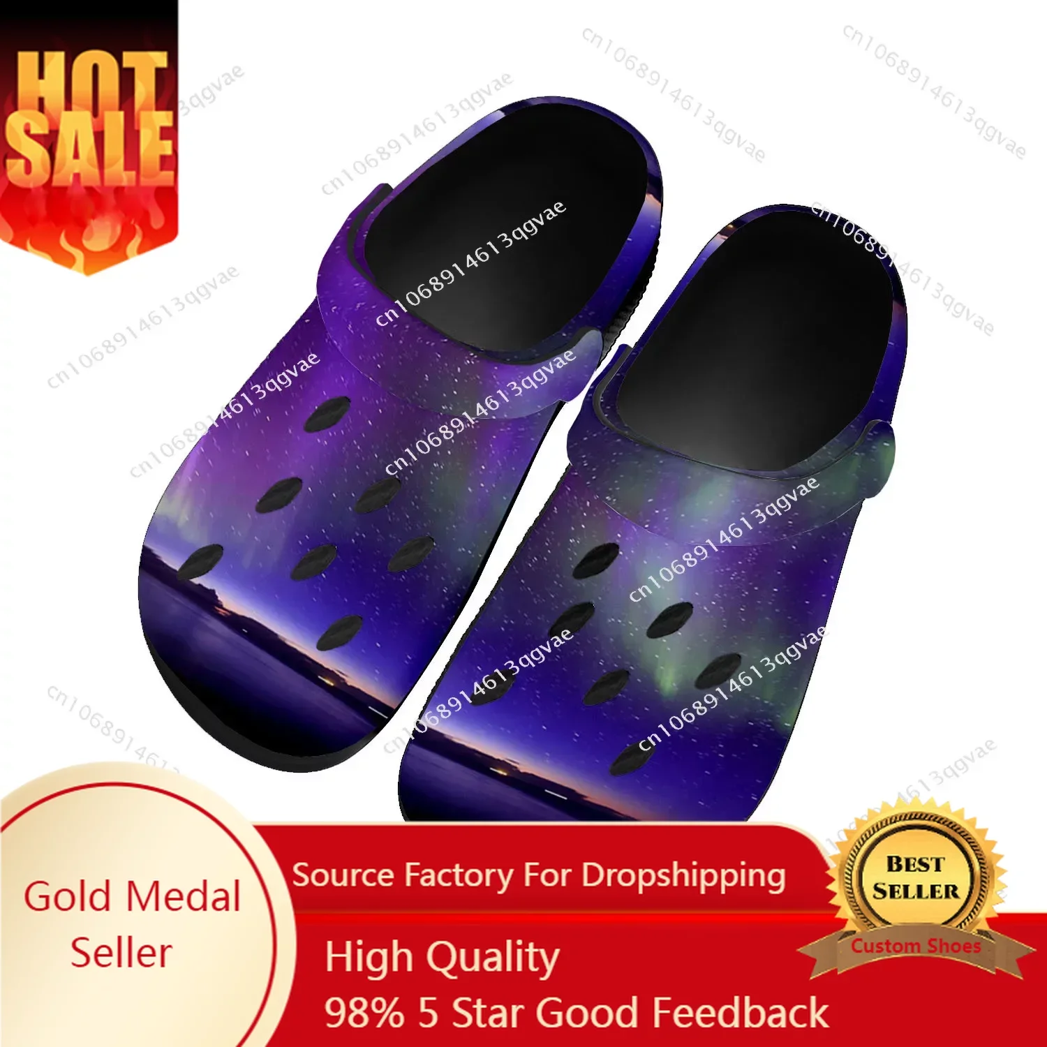 Northern Lights Home Clog Mens Women Youth Boy Girl Sandals Shoes Garden Custom Made Breathable Shoe Beach Hole Slippers Black sandals mens women 2021 summer new non slip hole shoes mules home clogs eva garden children boy girl outside beach flat slippers