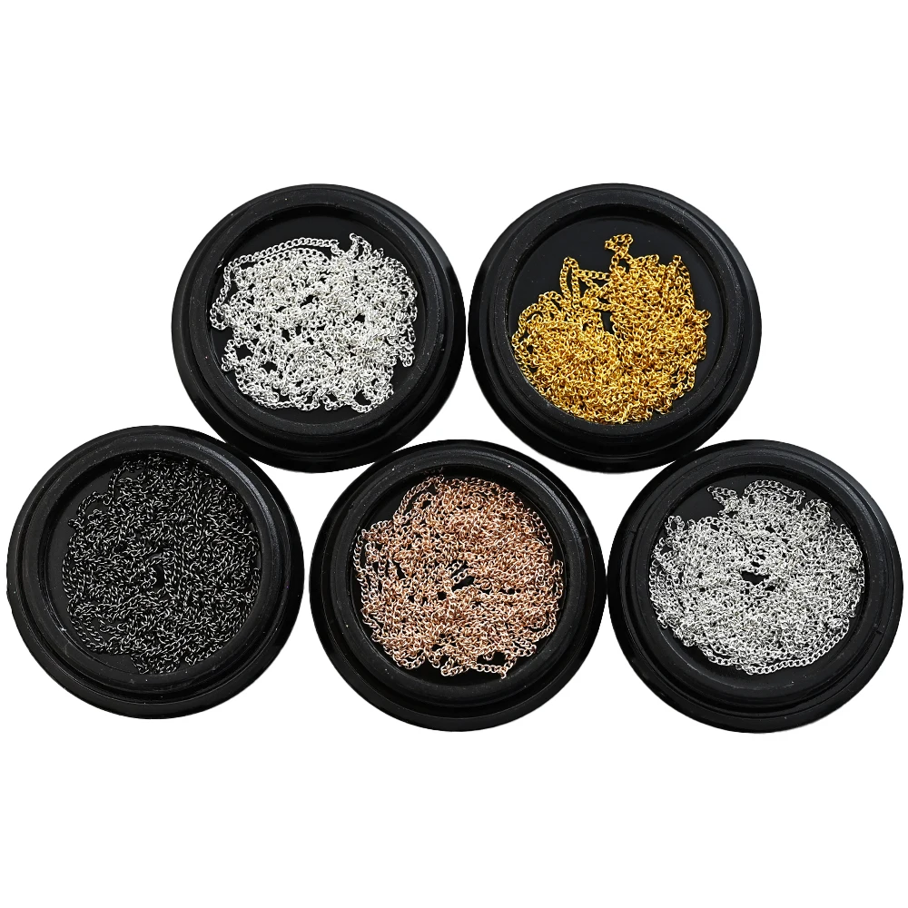 100 cm Gold Silber Metall Nail Art Ketten Dekorationen 3D Punk Luxus Nail Art Glitter Kette Charms Nail Art Tipps Schmuck liefert – Detail 6