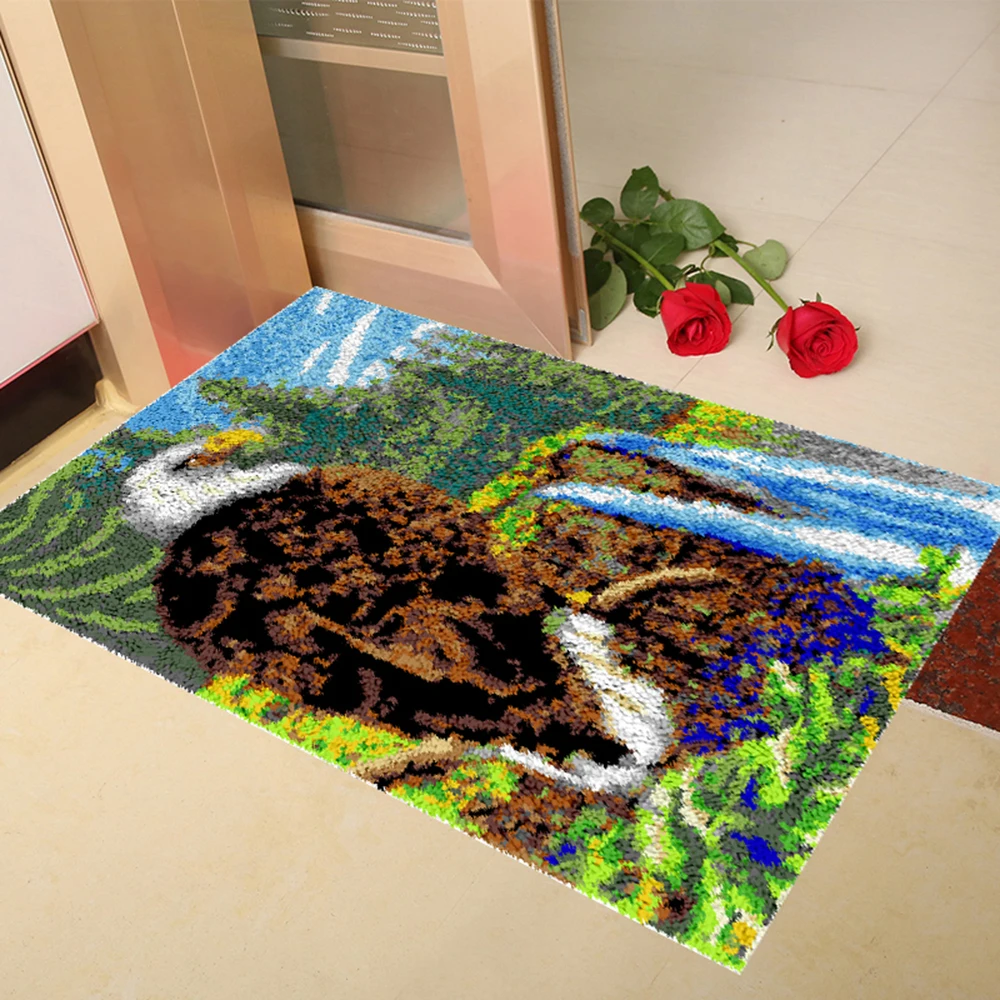 Latch Hook Rug Eagle Handmade Gift Diy Plush Carpet Crocheted Kits Wall