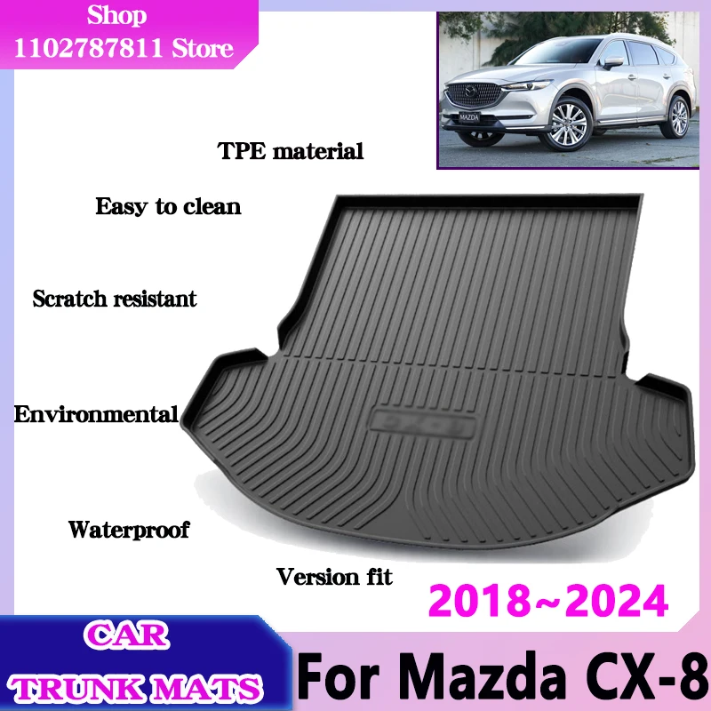 

for Mazda CX-8 Accessories 2023 2024~2018 CX8 CX 8 Car Trunk Floor Mats Upholstered Waterproof Protect TPE Material Storage Pad