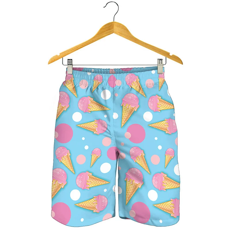 Cartoon Ice Cream Beach Shorts Mens Womens 3d Print Quick Dry Sports Surf Board Shorts Kids Fun Short Pants Y2k Girl