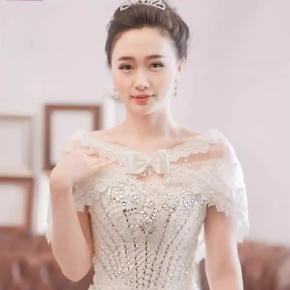 ww27 웨딩 숄 새로운 여름 메쉬 얇은 드레스 작은 숄 리본 요정풍 고급