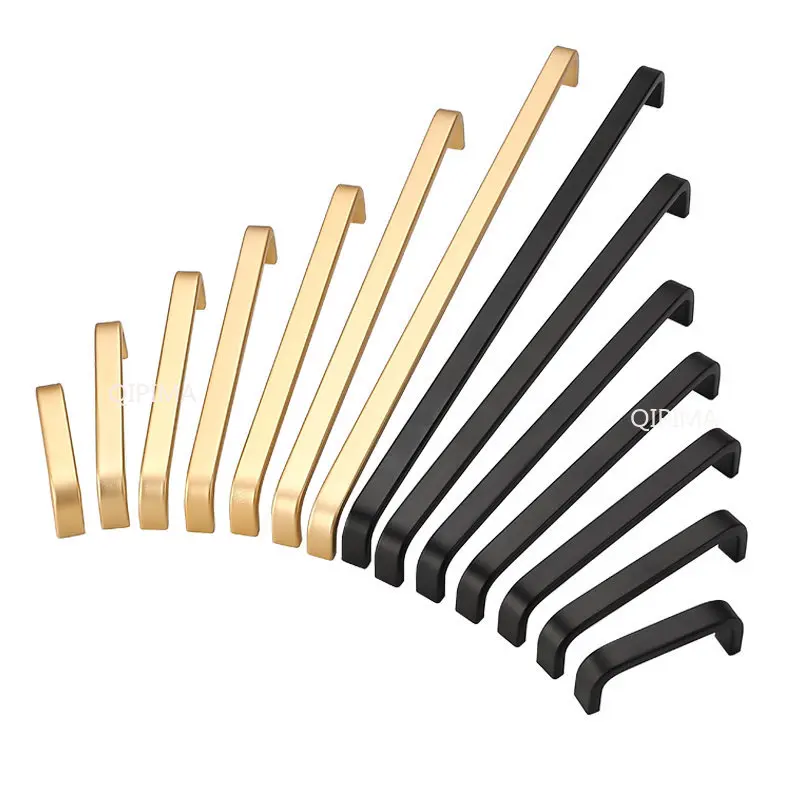 Furniture Handles 64/96/128/160/192mm Aluminum Space Kitchen Door Cabinet Straight Handle Pull Knobs Hardware