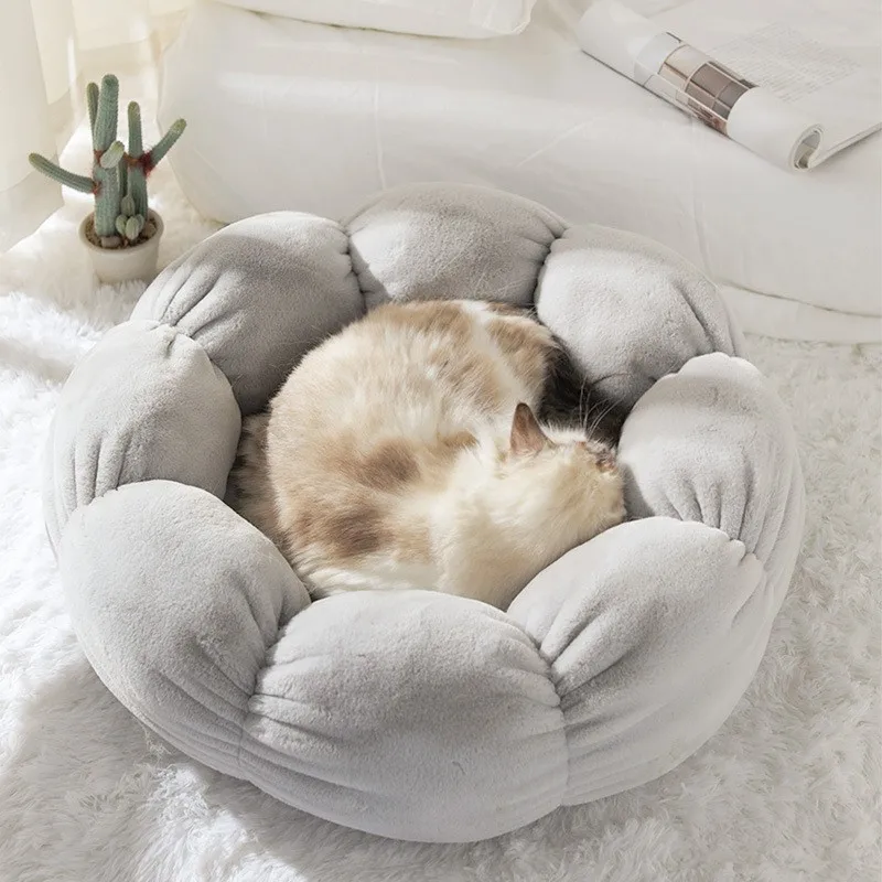 

Round Flower Shape Dog Bed Winter Warm Cat Dog Cushion Washable Plush Pet Sleeping Bed Super Soft Kennel Pet cama para perros