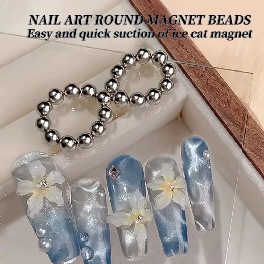 Magnetic Round Ball Nail Gel Polish 20PCS,Water Ripple Cat Eyes,Ocean Style,3D Strip Effect,Manicure Art Tools