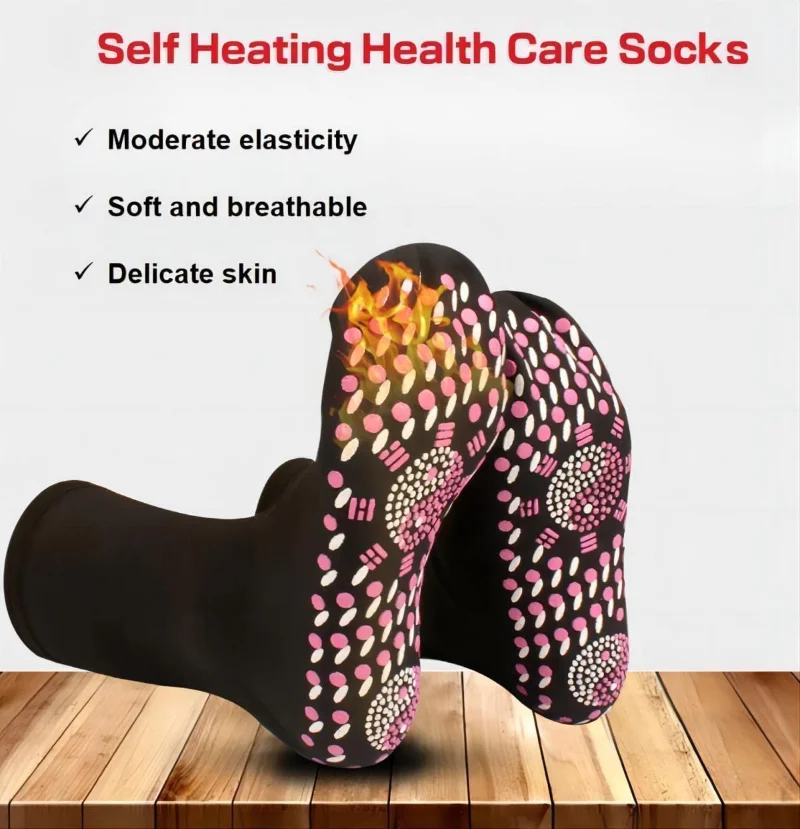 2Pairs Professional Unisex Self Heating Socks  Therapy Health Care Breathable Foot Massager Ski Warm Socks Warm Comfortable