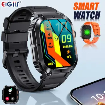 LaNikar Military Smart Watches For Men Bluetooth Call 1.96" HD Screen Fitness Tracker Heart Rate Blood Pressure IP68 Waterproof