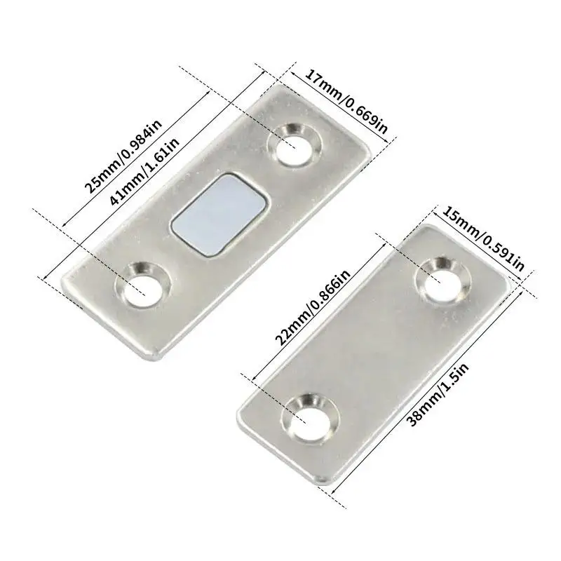 Slim Magnetic Door Catch and Latch for Secure Closures in Cabinets, Closets, Drawers, and Furniture