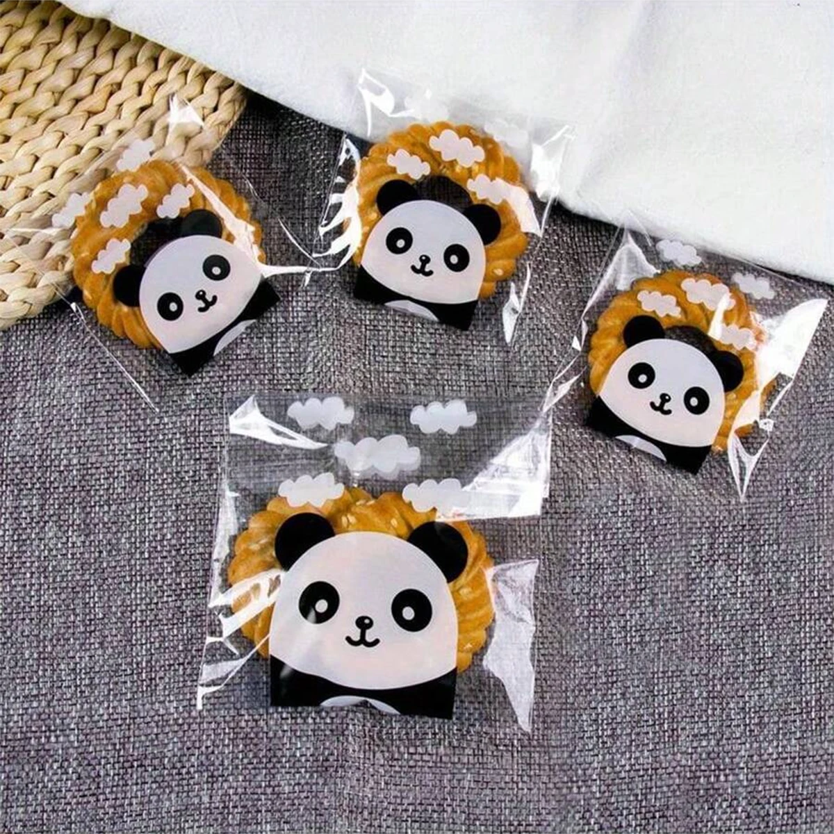 100pcs Cute Panda Snack Bag Self-adhesive