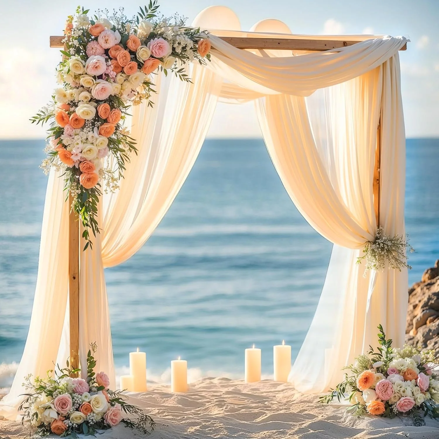 Wedding Arch Draping Fabric for Ceremony Reception Arch Decorations Chiffon Sheer Fabric Backdrop Curtains Party Bridal Shower