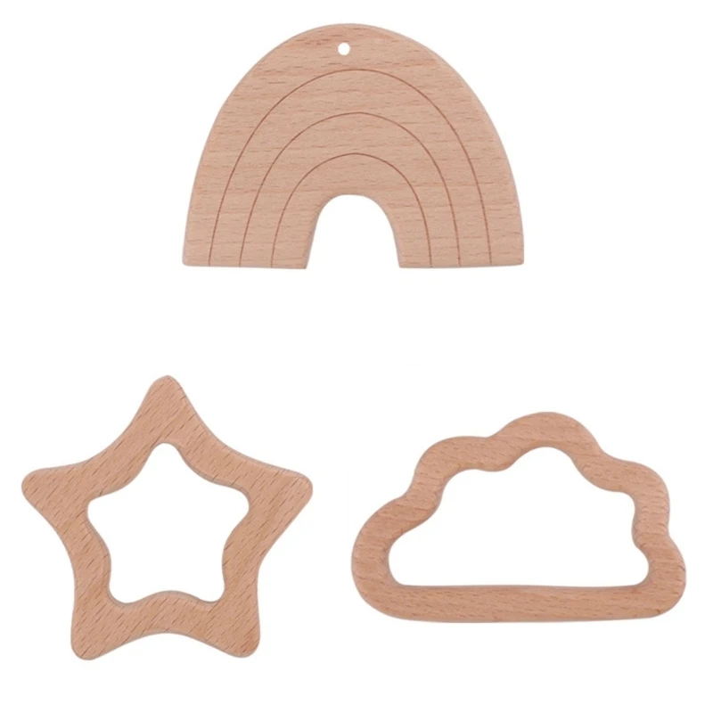 

Baby Teethe Cartoon Teething Toy Beech Wood Teething Rattle Development Tool