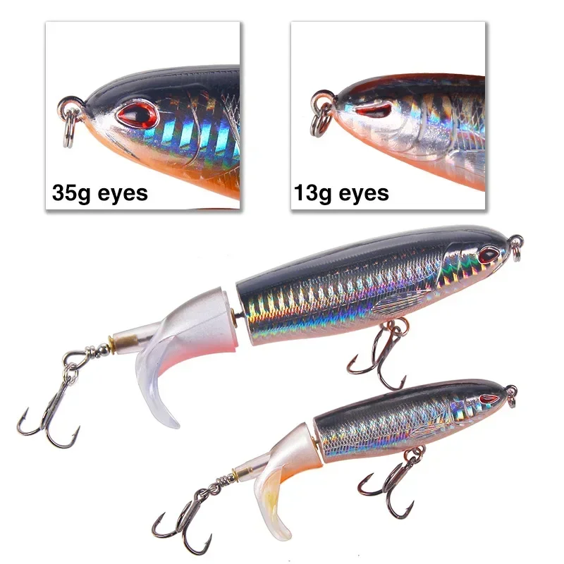 EASYFISH Topwater Popper Fishing Lure with Rotating Tail