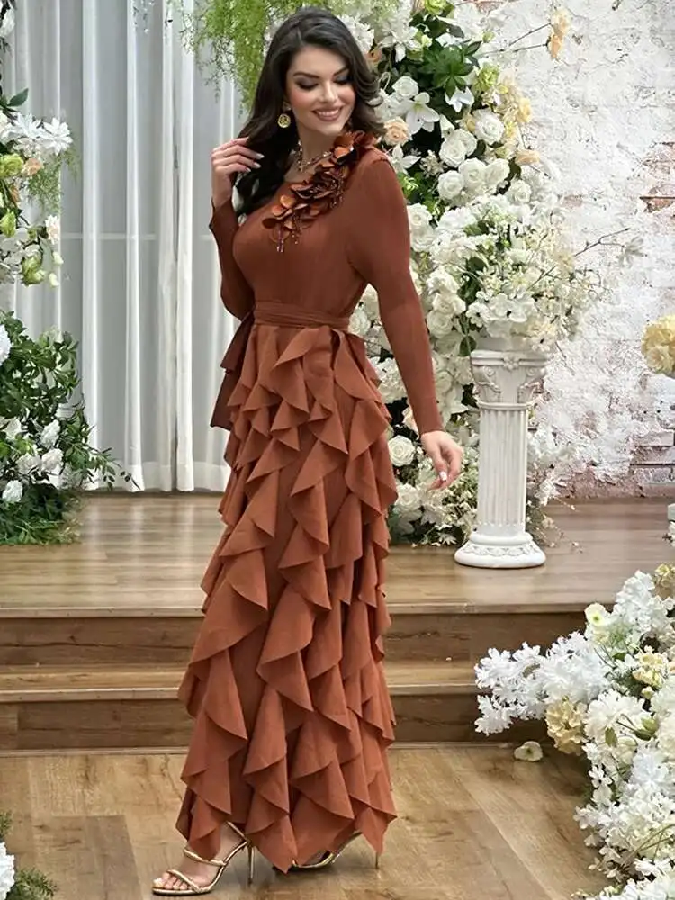 LANMREM High Quality Pleated Dress Women's Spring 2025 New O-neck Irregular  Patchwork Ruffle Design Belted Long Dresses 2DB2466 - AliExpress 200000345