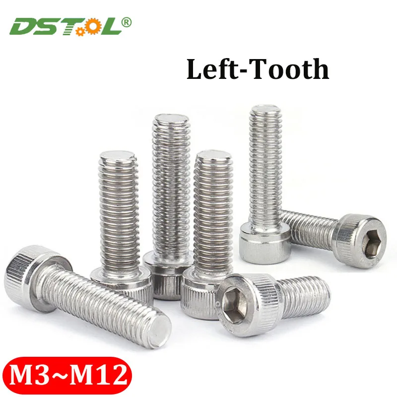

304 Stainless Steel Socket Head Screws Left-Hand Threaded DIN912 Hexagon Hex Socket Head Cap Screws M3 M4 M5 M6 M8 M10 M12