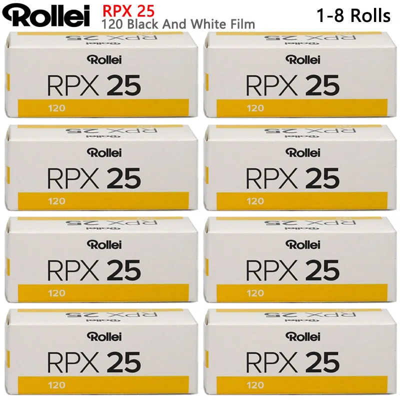 RPX 25 120 네거티브 필름(36매입) 1, 2, 3, 5, 6, 8롤 로레이 흑백 필름 (120 필름 카메라용) (유통기한: 2026)
