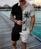 Fashion Summer Men's Tracksuit Short Sleeve Polo Shirt Set Coconut Tree 3D Print Clothing 2 Pieces Casual Suit Streetwear Outfit 3