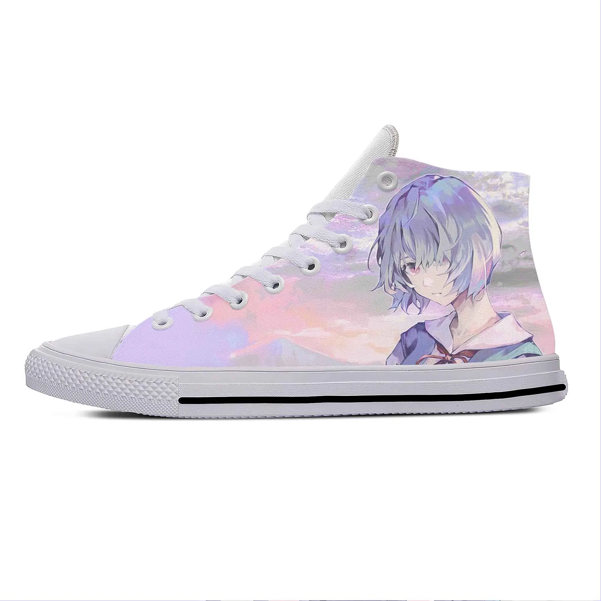 

Japanese Anime Cartoon Manga Ayanami Rei Fashion Casual Cloth Shoes High Top Lightweight Breathable 3D Print Men Women Sneakers