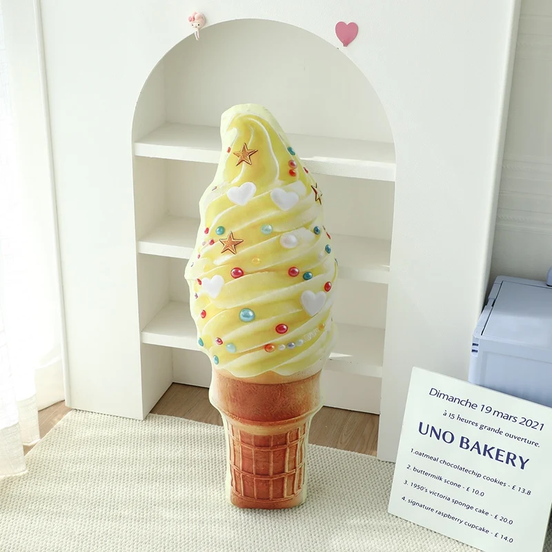42CM 시뮬레이션 아이스크림 콘 플러시 베개 부드러운 아이스크림 장난감 어린이를위한 생일 선물 룸 장식 달콤한 디저트