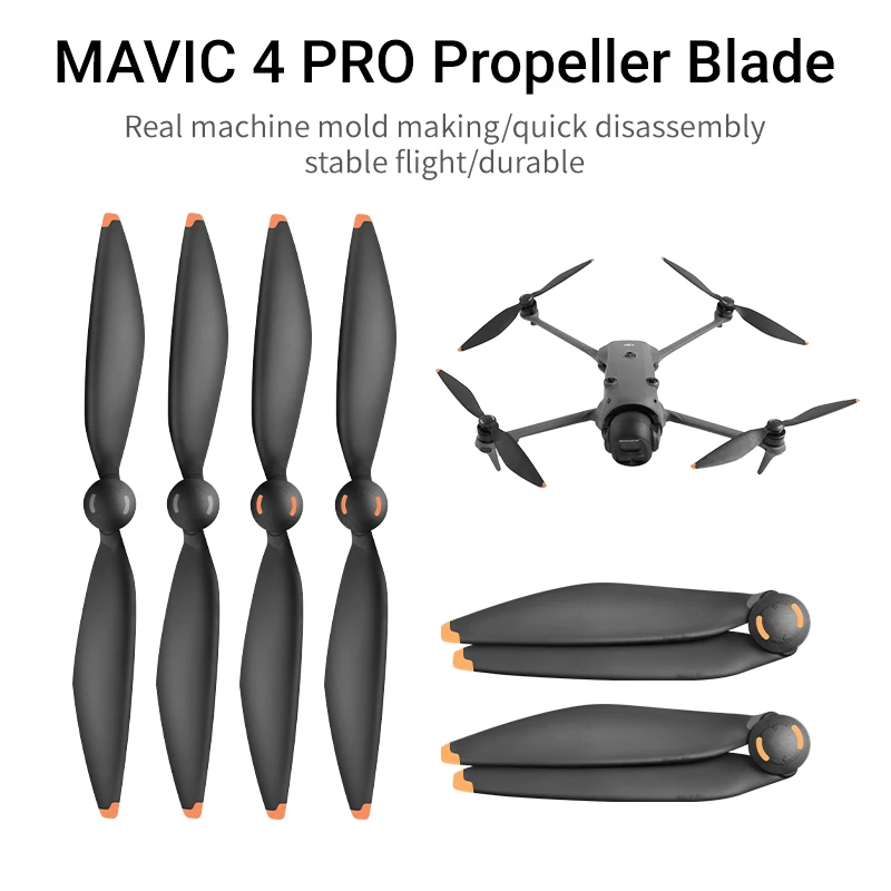 Hélice individuelle Mavic 4 Pro montrant le pas et la fixation, idéale pour remplacer les pales d'origine.