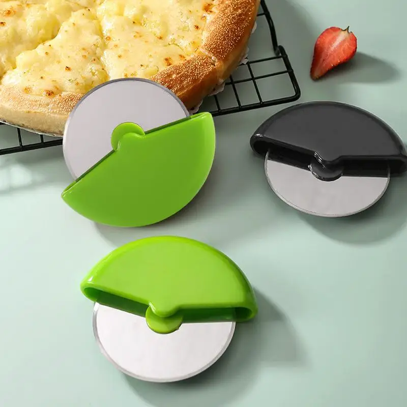 

Stainless Steel Pizza Round Wheel Cutting Knife Lid Dough Cutter Pizza Cutting Wheel Slicer Cutter Protective Cover Kitchen Tool