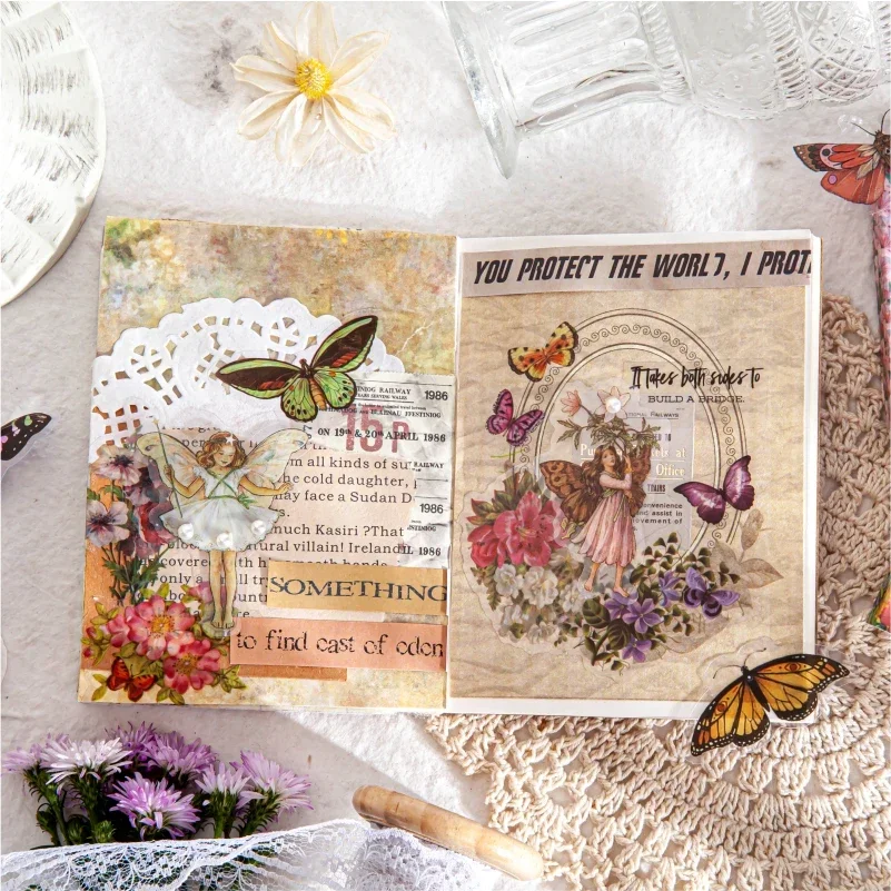 45 pezzi adesivi scrapbook Elf girl fiaba farfalla Retro Flower fairy diary account creativo a mano scrapbook decorativo - immagine 5