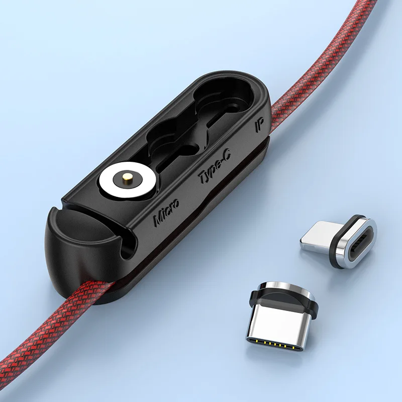 Cable Organizer & Magnetic Plug Box Silicone USB Cable Winder Flexible Management Clips for Mouse Earphone Holder