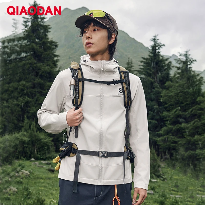 QIAODAN 마운틴 갓 남성 하이킹 재킷 2025 플리스 안감 따뜻한 방풍 아웃도어 방수 외투 QXFFD3244032R